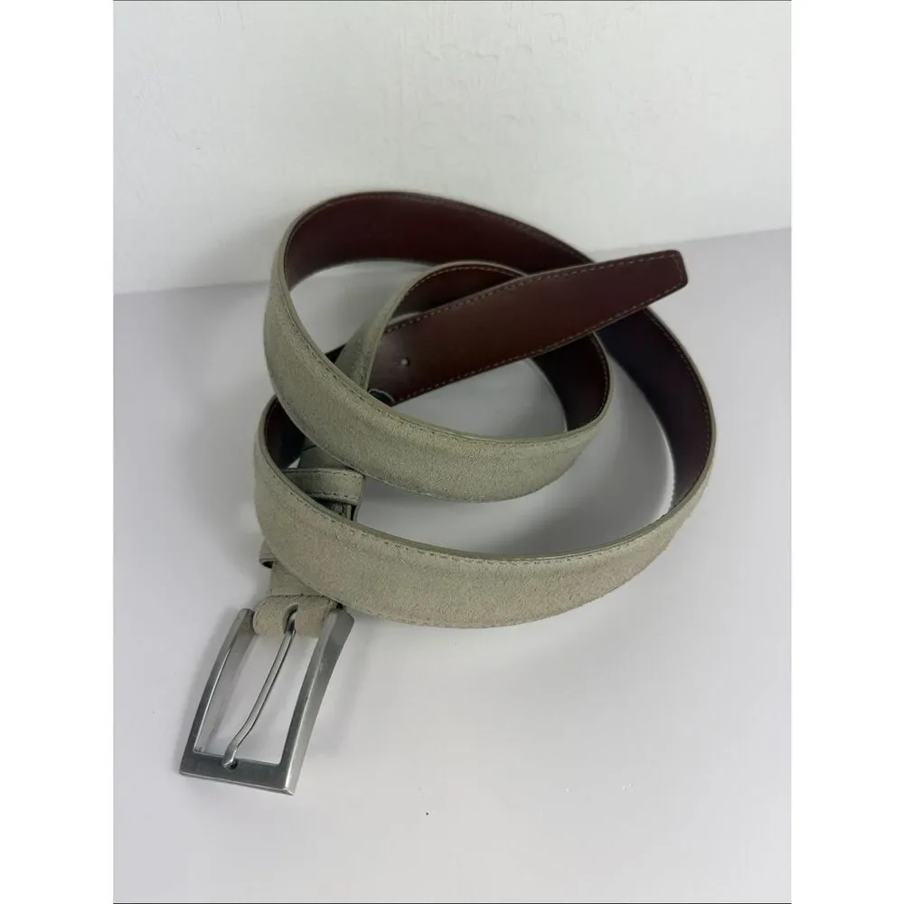 Daniel Cremieux Designer Collection Suede Leather Belt Size L Gray Brown